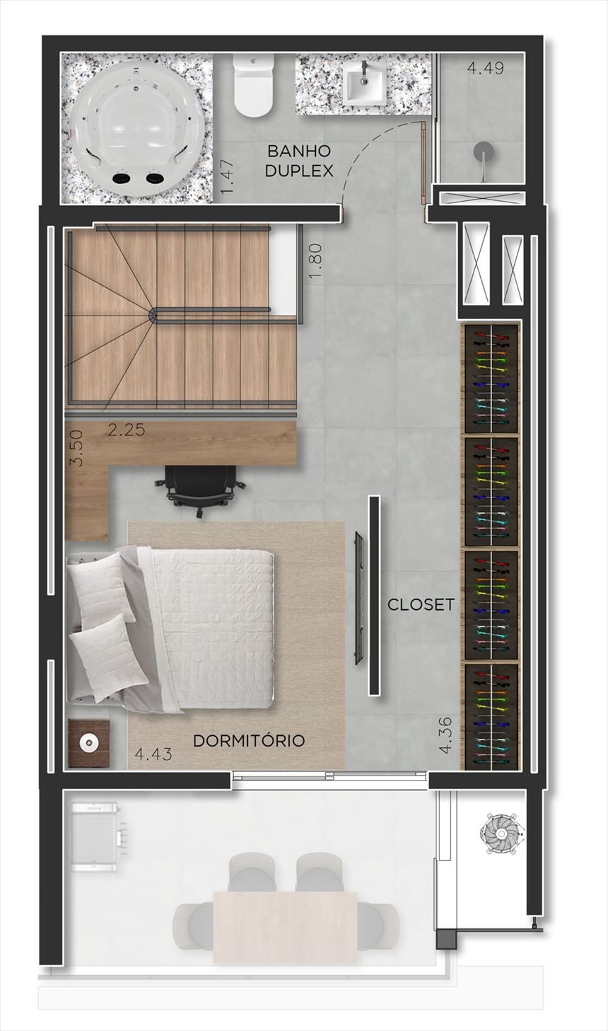 Planta do duplex, pavimento superior